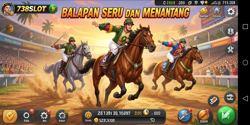 Tampilan gameplay balapan yang mendebarkan di 738SLOT.